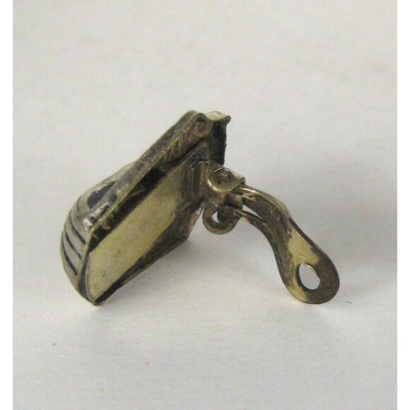 Egyptian Pharaoh Earrings CLIP ON Silvetone Vintage 1950 Estate Noveda - Picture 6 of 6